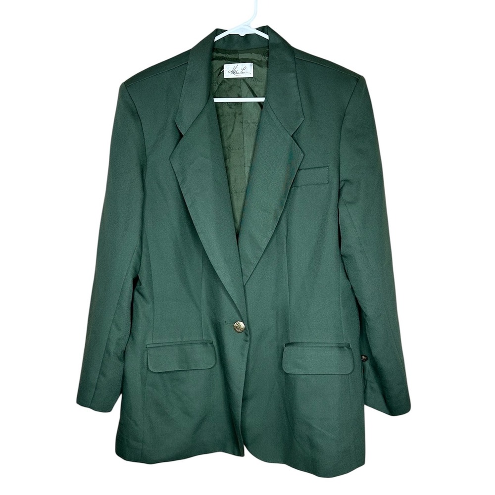 Kathie Lee Women's Green Notch Collar USA Made‎ Career Business Blazer Size 14